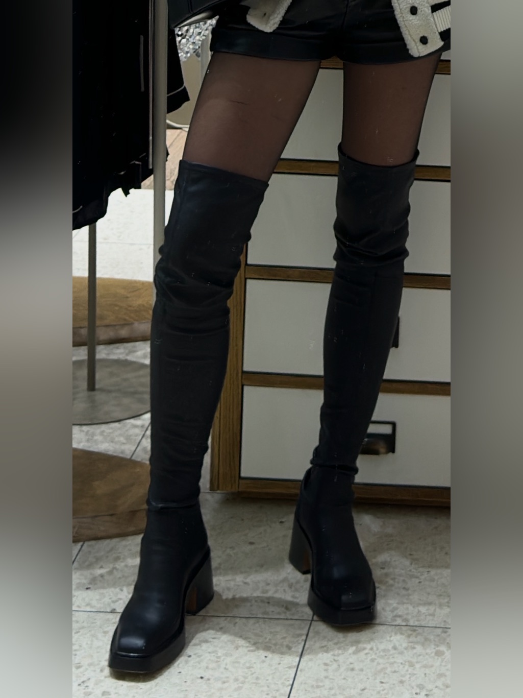 Maje Black Over-The-Knee Platform Heel Boots